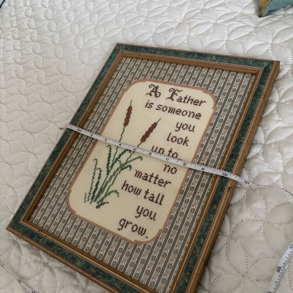 Handmade Cross Stitch Custom Framed A Father is Someone You Look Up To. . .13x14 - Picture 5 of 5